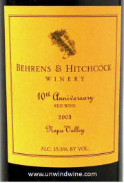 Behrens & Hitchcock 10th Anniversary Napa Valley Red Wine 2003
