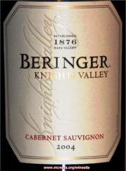 Beringer Knights Valley Cabernet Sauvignon 2004 label