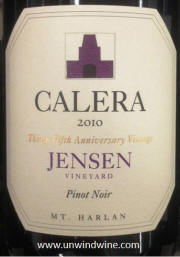 Calera Jensen Vineyard Mt Harlan Pinot Noir 2010