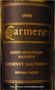 Carmenet Moon Mountain Reserve Sonoma Valley Cabernet Sauvignon 1996