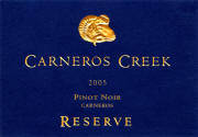 Carneros Creek Reserve Pinot Noir 2005 label