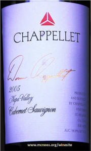 Chappellet Napa Cabernet 2005 label