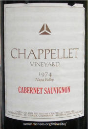 Chappellet Napa Valley Cabernet Sauvignon 1974 magnum 