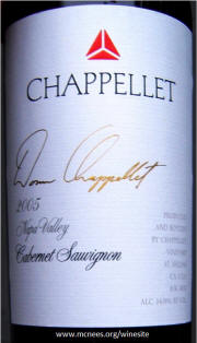 Chappellet Napa Valley Cabernet Sauvignon 2005 Label 