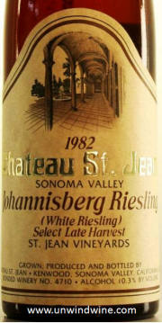 Chateau St Jean Select Late Harvest Johannisberg Riesling 1982 