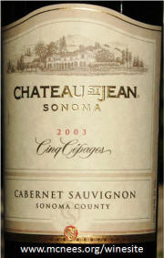 Chateau St Jean Cinq Cepages 2003 Label