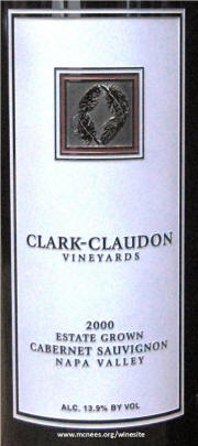 Clark Claudon Napa Valley Cabernet Sauvignon etched magnum bottle 2000 