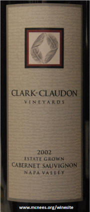 Clark Claudon Napa Valley Cabernet Sauvignon 2002 label