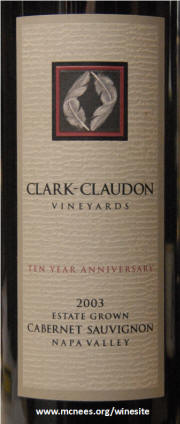 Clark Claudon Napa Valley Cabernet Sauvignon 2003 label