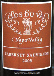 Clos du Val Napa Valley Cabernet Sauvignon 2005 label
