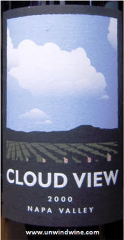 Cloud View Napa Valley Red Wine 2000 label