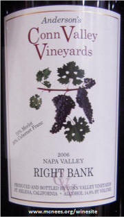 Conn Valley Vineyards Napa Valley Right Bank Cabernet Sauvignon 2006