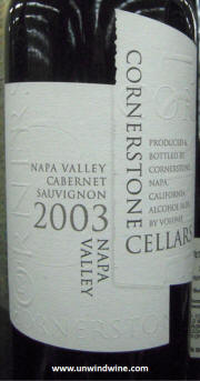 Cornerstone Cellars Napa Valley Cabernet Sauvignon 2003 label