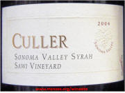 Culler Sonoma Valley Sawi Vineyard Syrah 2004 label