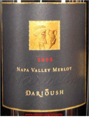 Darioush Napa Valley Merlot 2005 label