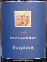 Darioush Napa Valley Merlot 1999 Label