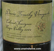 Davis Family Vineyards Napa Valley Cabernet Sauvignon 2001 label