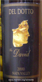 Del Dotto The David 2000 Napa Valley Cabernet Sauvignon label