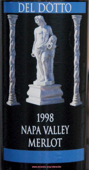 Del Dotto Napa Valley Merlot 1998 Label on McNees Winesite