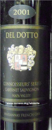 Del Dotto Napa Valley Conneussier Series Cabernet Sauvignon 2001 magnum label