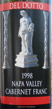 Label Del Dotto Napa Valley Cabernet Franc 1998