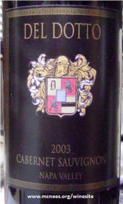 Del Dotto Napa Valley Cabernet Sauvignon 2003 label