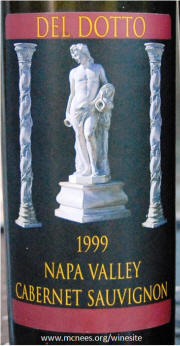 Del Dotto Vineyards Napa Valley Cabernet Sauvignon 1999 Label