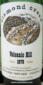 Diamond Creek Volcanic Hill Napa Valley Cabernet Sauvignon 1978