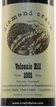 Diamond Creek Volcanic Hill Napa Valley Cabernet Sauvignon 1991