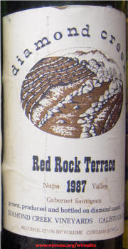 Diamond Creek Red Rock Terrace 1987 Label