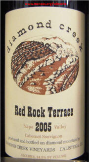 Diamond Creek Red Rock Terrace Vineyard Napa Cabernet 2005 label