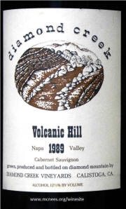 Diamond Creek Volcanic Hill Vineyard Napa Valley 1989 magnum label