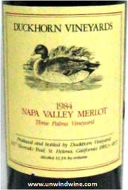 Duckhorn Napa Valley Merlot Three Palms 1984