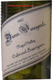 Dunn Vineyards Napa Valley Cabernet Sauvignon 1987 label