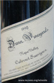 Dunn Vineyards Napa Valley Cabernet Sauvignon 1990 label