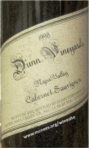 Dunn Vineyards Napa Cabernet 1998