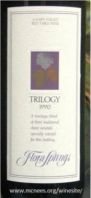 Flora Springs Trilogy 1990 label