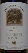Freemark Abbey Bosche Vineyard Napa Valley Cabernet 1992