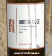 Hidden Ridge 55% Slope Lot N1 Cabernet Sauvignon 2007