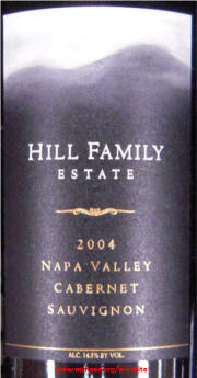 Hill Family Estate Napa Valley 2004 Cabernet Sauvignon label