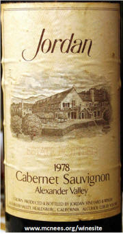 Jordan Estate Bottled Cabernet Sauvignon 1978 label