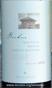 Joseph Phelps Backus Oakville Napa Valley Cabernet Sauvignon 2004 label