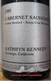 Kathryn Kennedy Saratoga California Red Wine 1981