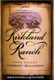 Kirkland Ranch Napa Valley Cabernet Sauvignon 2001 label