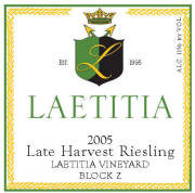 Laetitia Late Harvest Riesling 2005 Label