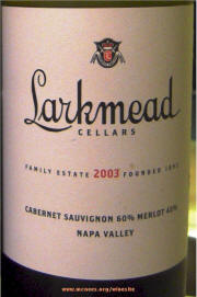 Larkmead Cellars Napa Valley Family Estate Cabernet Sauvignon Merlot 2003 label