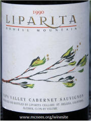 Liparita Napa Valley Howell Moutain Cabernet Sauvignon 1990 label