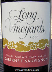Long Vineyards Napa Valley Caberent Sauvignon 1999