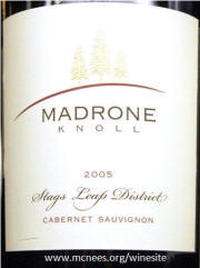 Madrone Knoll Stags Leap Cabernet 2005 Label