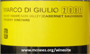 Marco Di Guilio Napa Valley Mt Veeder Progeny Vineyard Cabernet Sauvignon 2001 label